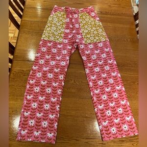 Big Bud Press Pink and Gold Floral Straight Leg Pants